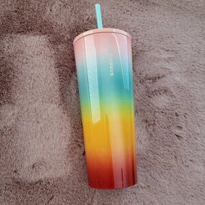 NEW) Starbucks RAINBOW Stainless Steel Tumbler Limited Edition 24 oz